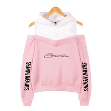 Shawn Mendes Off-Shoulder Hoody Women New Sale Popular Girls Hot Songs Senorita Shawn Mendes Hoodie cute Ladies pink Sweatshirts