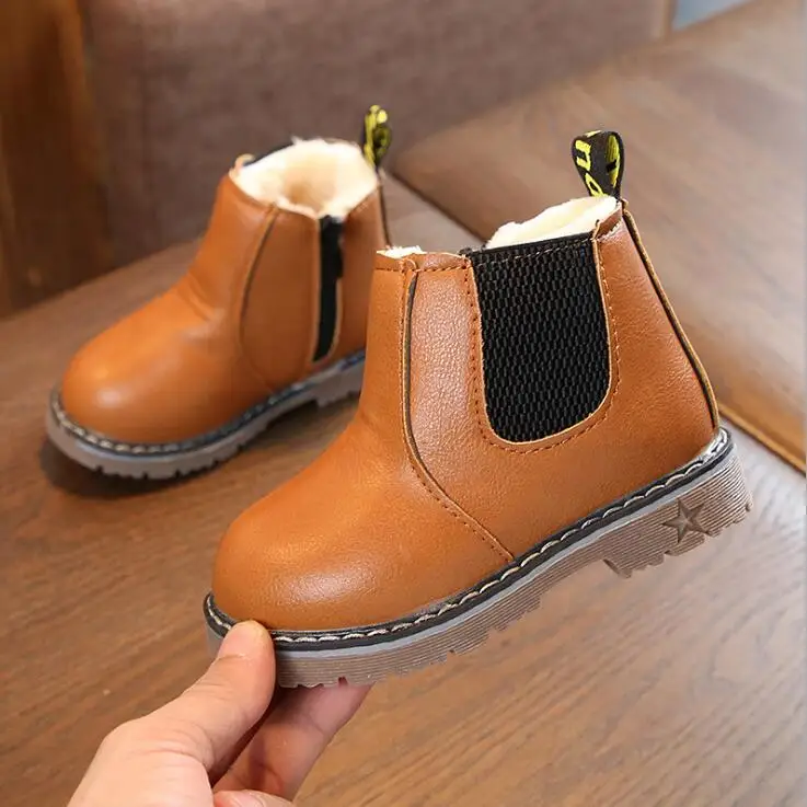 Весенне-осенние детские ботинки для мальчиков и девочек из искусственной кожи сапоги для маленьких девочек размер 21-30 модные ботинки для девочек