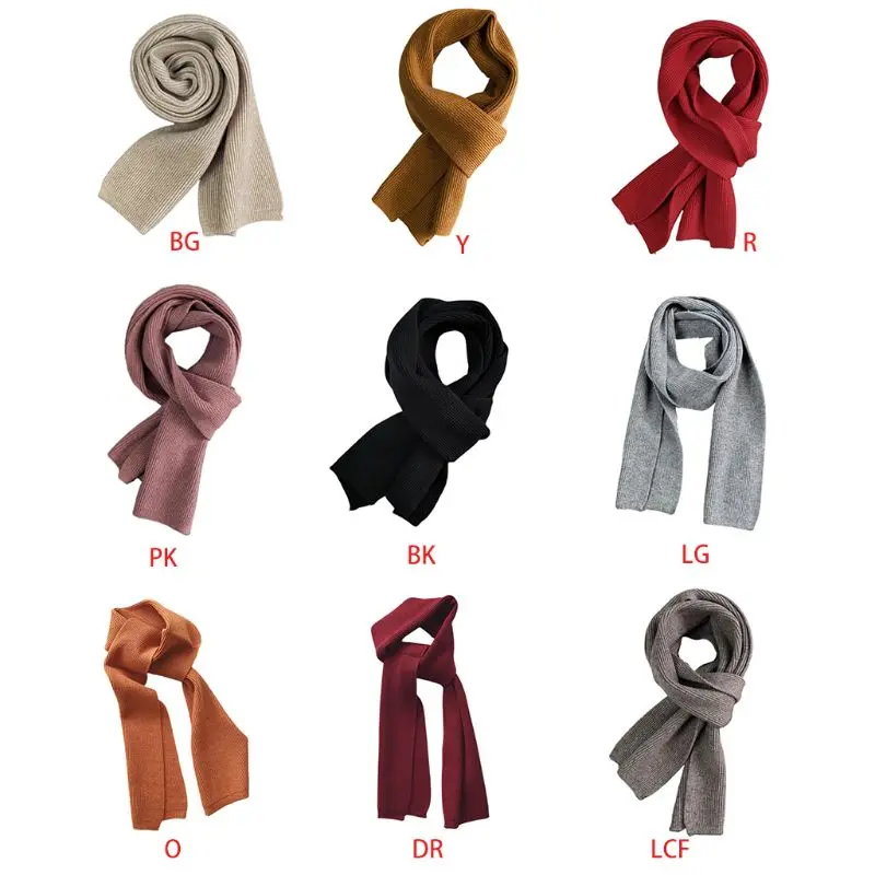 Student Men Women Scarf Autumn Winter Long Double-sided Dense Knit Warm Scarves