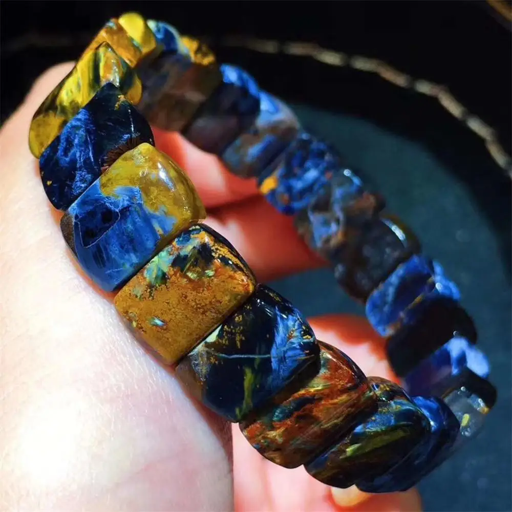 Натуральный Синий желтый браслет Pietersite, браслет для женщин и мужчин, браслет с камнем в виде Намибии, размер 13x9 мм, прямоугольные бусины, браслет, ювелирное изделие, ааааа