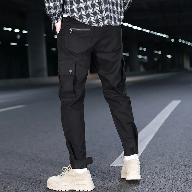 

2019-MEN'S Casual Pants Fashion National Trends Bib Overall Young MEN'S Students' Pants