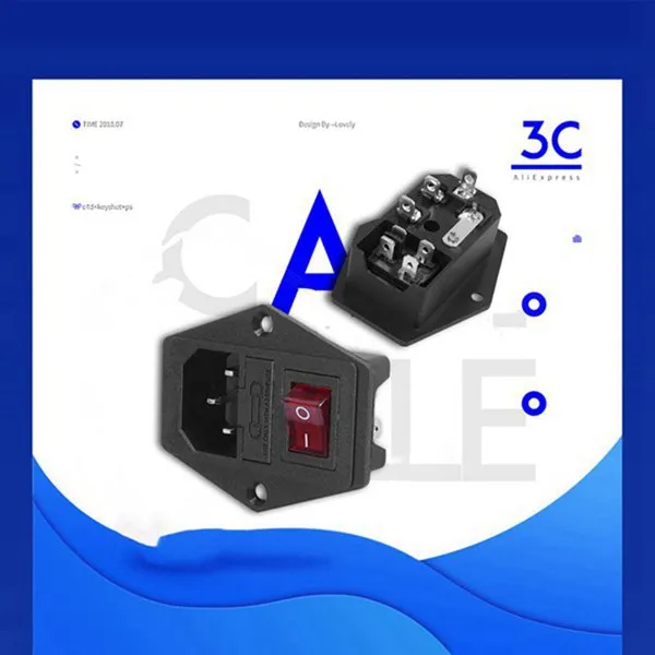 3 Pin IEC320 C14 Входной модульный Штепсель предохранитель переключатель Мужской