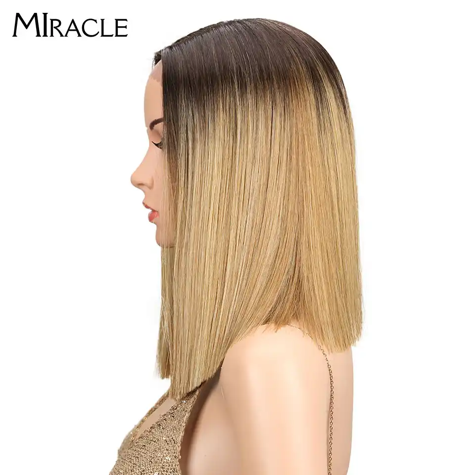 Miracle Ombre Hair Density Bob Wig Brown Blonde Middle Part