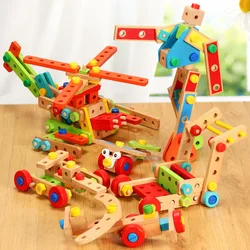 Démontage et assemblage de blocs de construction combinés, jouets détachables en bois, vis et écrous à assembler polyvalents, jouets éducatifs 