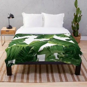 

Banana Leaves Green Blanket Wool Flannel Plush Blanket Bedspread For office Sherpa Blanket Couch Quilt Cover Travel