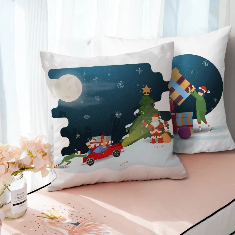 

Nanacoba Christmas Ornaments Cartoon Print Cushion Cover Home Decor Girls Room Throw Pillow Sofa Bed Car Pillowcases Undefined