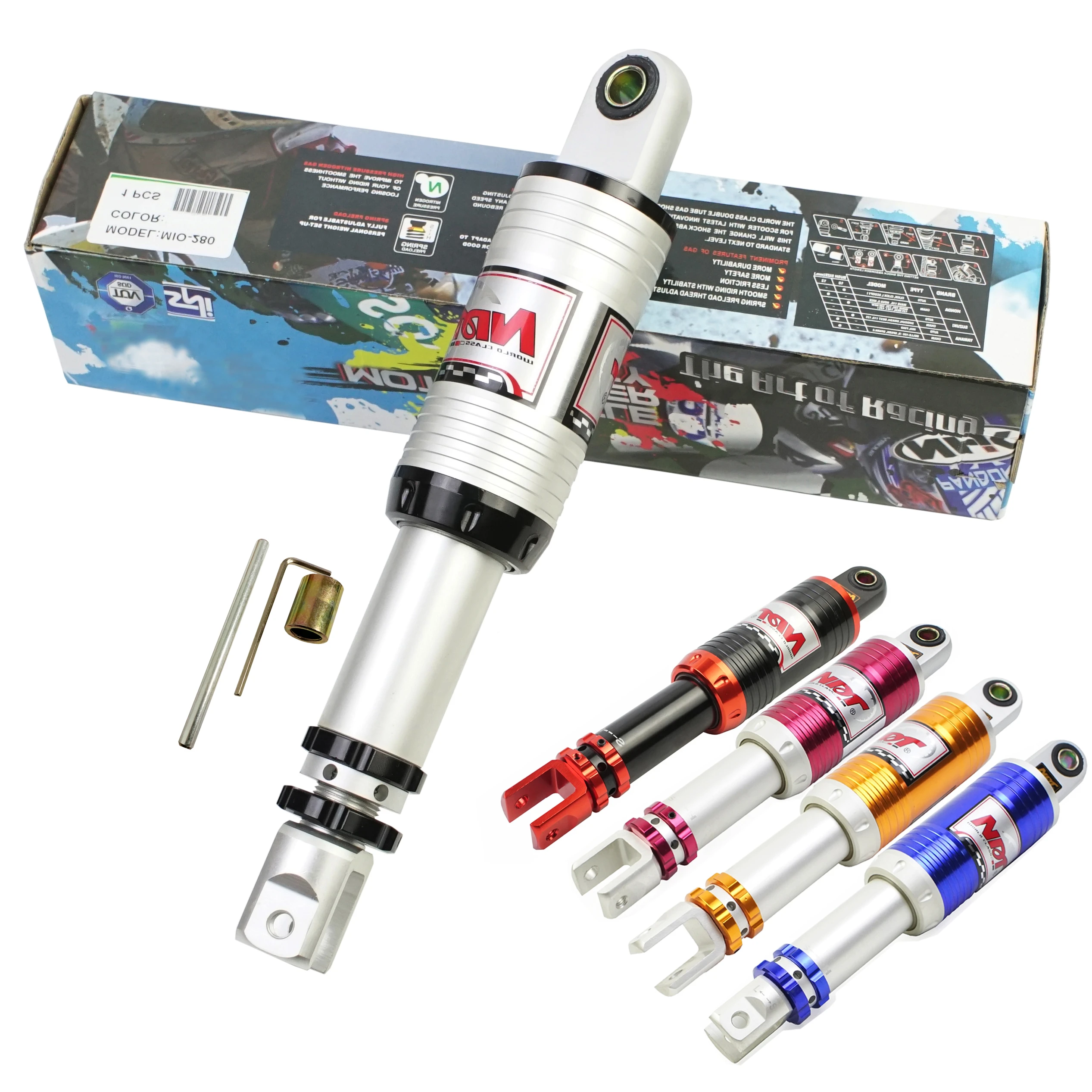 Amortiguador de aceite hidráulico para motocicleta, suspensión de choque trasero, rebote, horquilla, puntales, amortiguadores, muelle ajustable, 290mm|Protección anticaída| - AliExpress