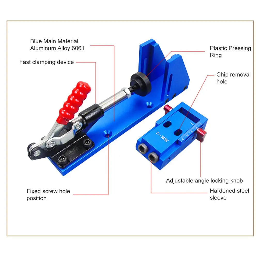 XK-2, портативный набор для нарезки карманных отверстий, система с отверткой, 9,5 мм, набор сверл для плотника, Деревообрабатывающие инструменты