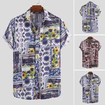 

Summer Printed Men Hawaiian Shirt Beach Vintage Vacation 2020 Tops Lapel Streetwear Casual Short Sleeve Mens Brand Shirts Camisa