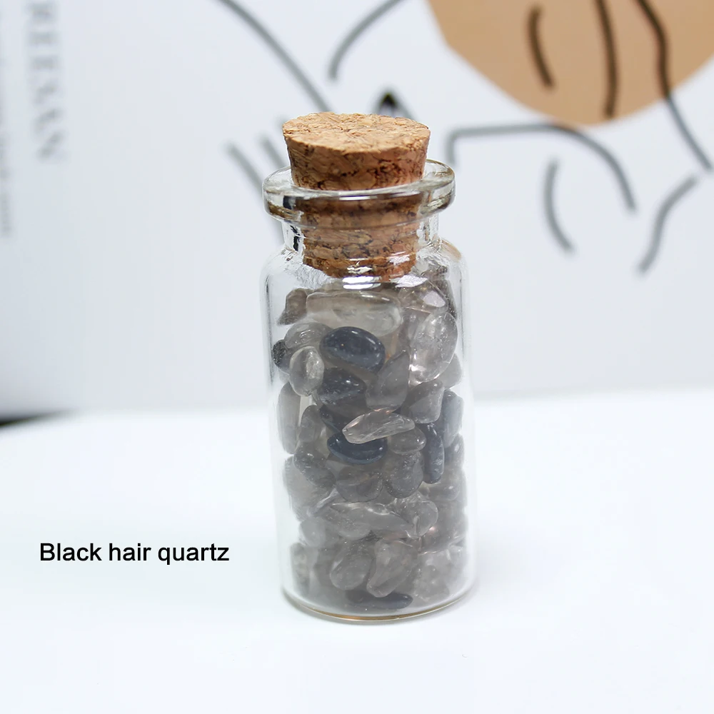 Runyangshi 17 типов натуральный кварцевый кристалл камень кристалл гравий Желая бутылка драгоценный камень натуральный кварц камни чип минеральный - Цвет: Black Rutilated