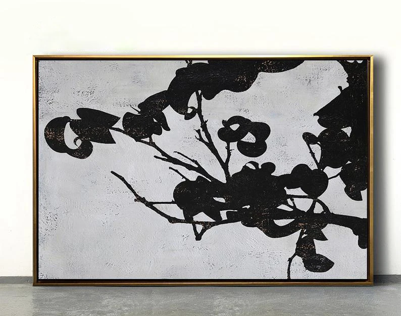 

Black And White Minimalist Painting Canvas Art Modern Home Art Home Decor Abstract Tree Painting Wall Art Abstract Painting