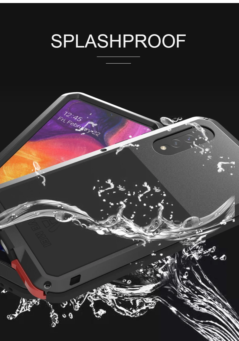 Мощный чехол Love Mei для samsung Galaxy A50, противоударный алюминиевый/металлический чехол Gorilla из закаленного стекла для Galaxy A50