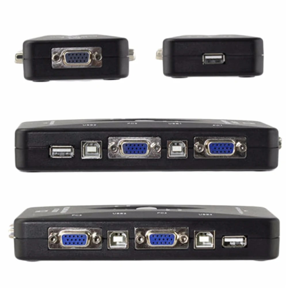 Ноутбук VGA сплиттер стабильная передача износостойкий адаптер 4 порта Kvm переключатель синхронизации видео кабель компьютерное подключение портативный