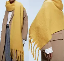 

Winter Scarf Women Cashmere Warm Pashmina Solid Foulard Female Scarves Wraps Thick Soft Bufanda Big Tassels Shawl Long Stole