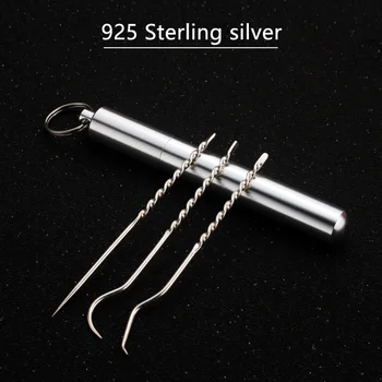 

925 sterling silver outdoor toothpick bottle, fruit fork, camping tool, toothpick rack, titanium alloy toothpick, outdoor tool