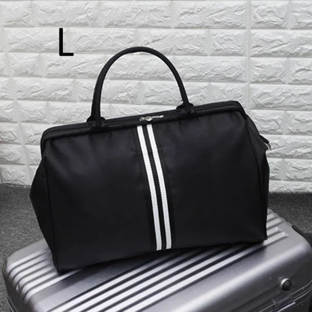 Women Overnight Weekend Fitness Bag Ladies Stripe Yaga Big Travel Bag Light Men Foldable Outdoor Bags Korean 2021 XA37WB Black double L