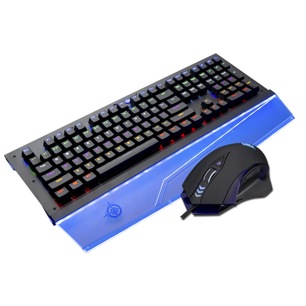 

Cold LED Keycap Magic Refiner Gaming Keyboard 4000dpi Mouse Combo With Glowing Wrist Rest E-Sports Gamer Keyboard Mice Set