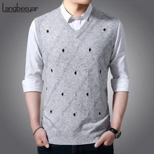 Fashion Brand Vest Sweater For Mens Pullover V Neck Slim Fit Jumpers Knitting Patterns Autumn Sleeveless Casual Clothing Men