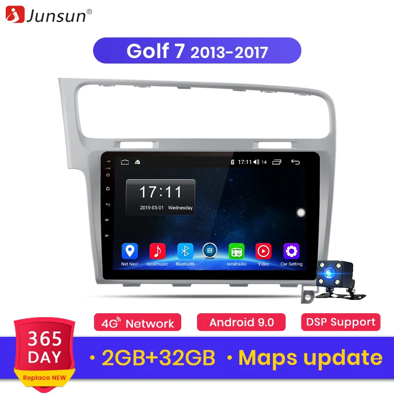 

Junsun 2G+32G Android 8.1 For Volkswagen Golf 7 2013-2017 Auto 2din Car Radio Stereo Player Bluetooth GPS Navigation No 2din dvd