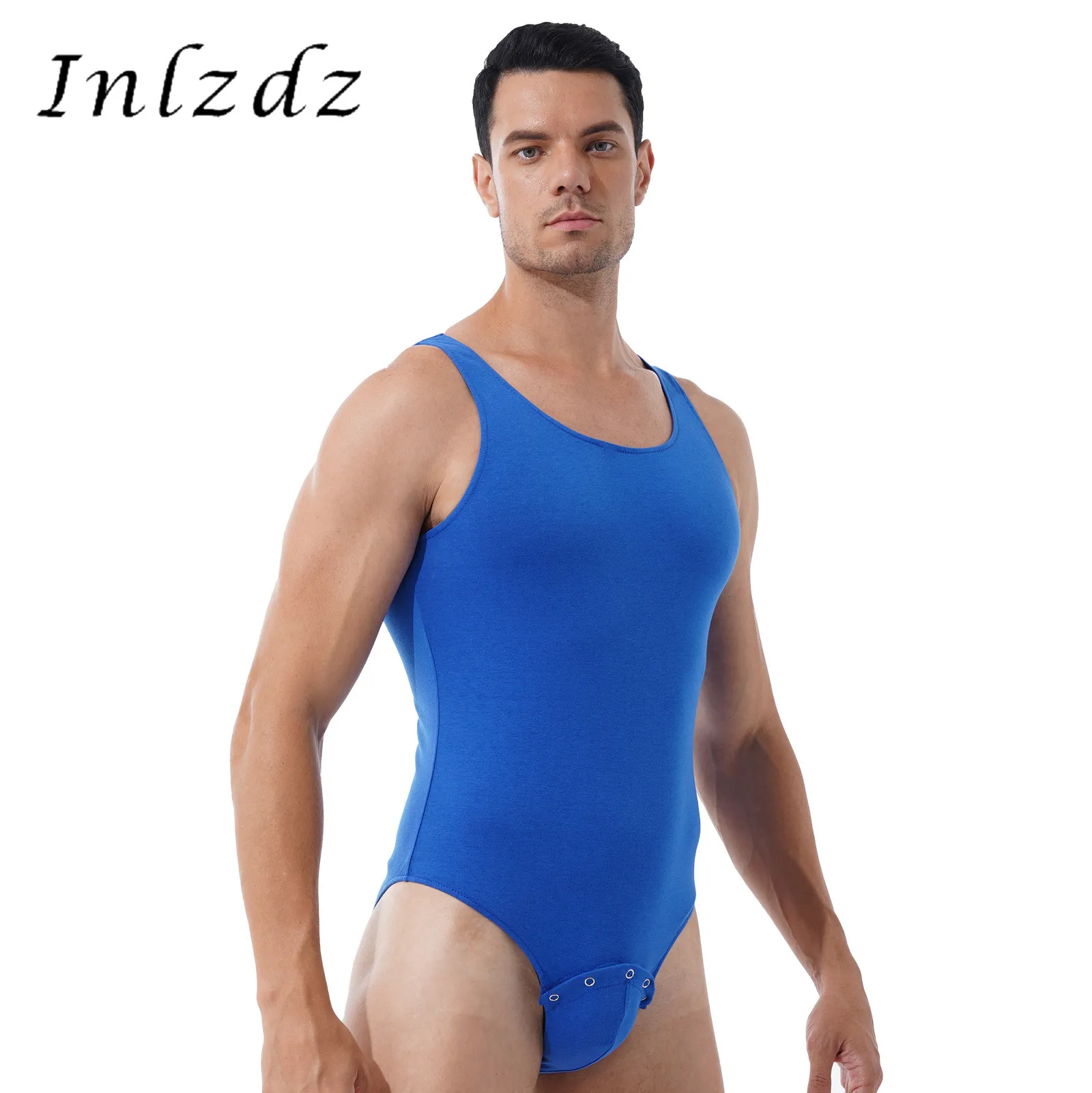 

Mens Lingerie Bodysuit Shirts Deep U Neck Press Button at Crotch Vest Fitness Shirt Romper for Adult Babies Jumpsuit Bodysuit