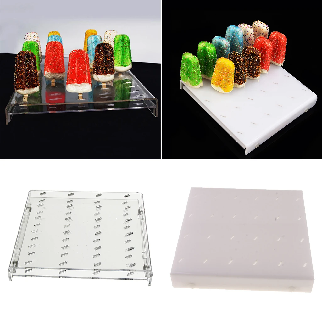 24 Holes Acrylic Ice Sucker Ice Lolly Ice Cream Sticks Display Stand Holder