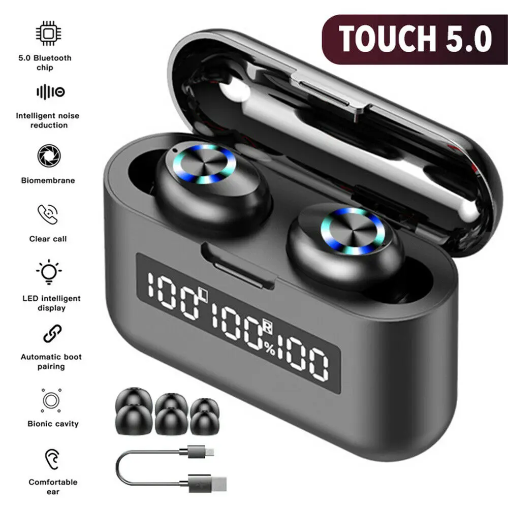 LOVEBAY TWS Wireless 5 0 Bluetooth Earphone 3 LED Power Display 9D Stereo HIFI Sound 2000mAh charging Waterproof With Microphone