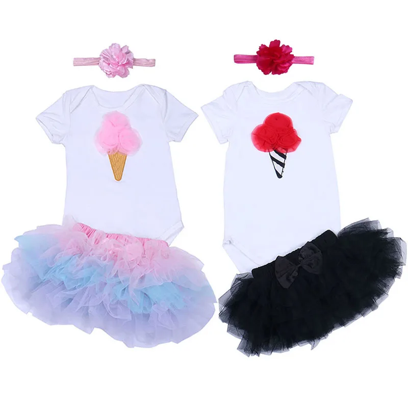 

Baby Girl Summer Ice Cream Dress 1st Birthday Cake Smash Party Outfits Cute Pink Tutu Princess Dress Sets for Toddler Baby Girl