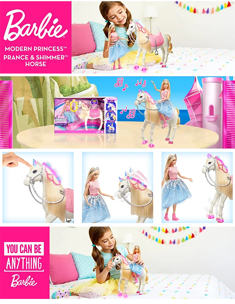 Barbie Abenteuer Puppen Prinzessin Original E Tanzeln Und Schimmer Pferd Zubehor Kid Spielzeug Lichter Sounds Gml79 Spielset Fur Kinder Geburtstag Aliexpress Toys Hobbies