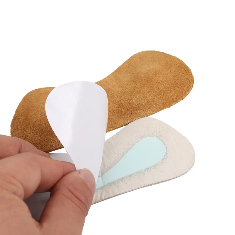 

2Pairs Single-Layer Cowhide Foot Care Rear Sticker Pads Shoes Insoles Anti Slip Half Yard Unisex Random Color Pedicure Protector