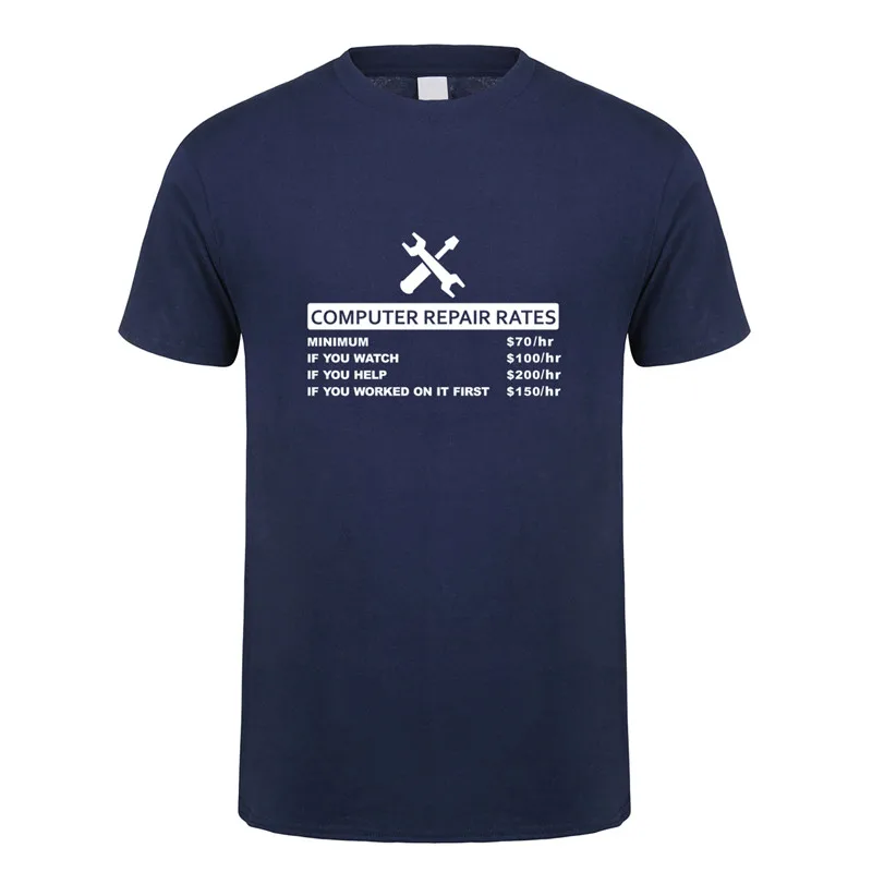 Забавная футболка с компьютерным принтом, летняя мужская футболка с коротким рукавом и круглым вырезом, хлопковая футболка, топы с компьютерным ремонтом, Мужская футболка, OZ-154
