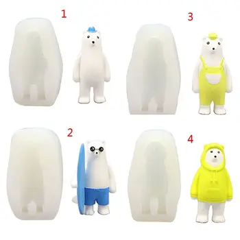 

Cute Polar Bear Resin Mold Cartoon Skiing Bear Animals Pendant Epoxy Resin Molds Jewelry Making Tools Art Crafts