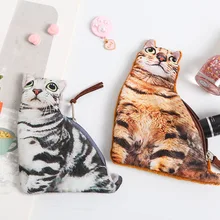 18 шт./партия, милый имитирующий мини-кошелек с рисунком кота, ручные кошельки для девочек, тонкие сумки на молнии