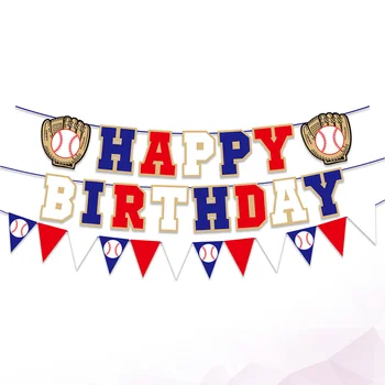 

3pcs Decor Colorful Funny Cute Kid Birthday Banner Birthday Supplies Baseball Banners for Girl