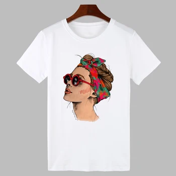 

2020 Vogue Girl T shirt Print Vintage Female Casual Fashion Tshirt O-neck Short Sleeve T-shirt White Tops Clothing