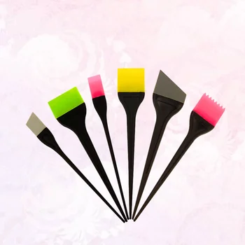 

6pcs Silicone Hair Dyeing Brush Professional Coloring Applicator Tool Kit Hair Bleach Tinting Brushes Tool (Random Color)