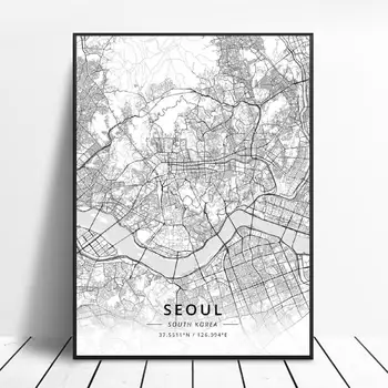 

Seoul Daegu Cheongju Sputh Korea Canvas Art Map Poster