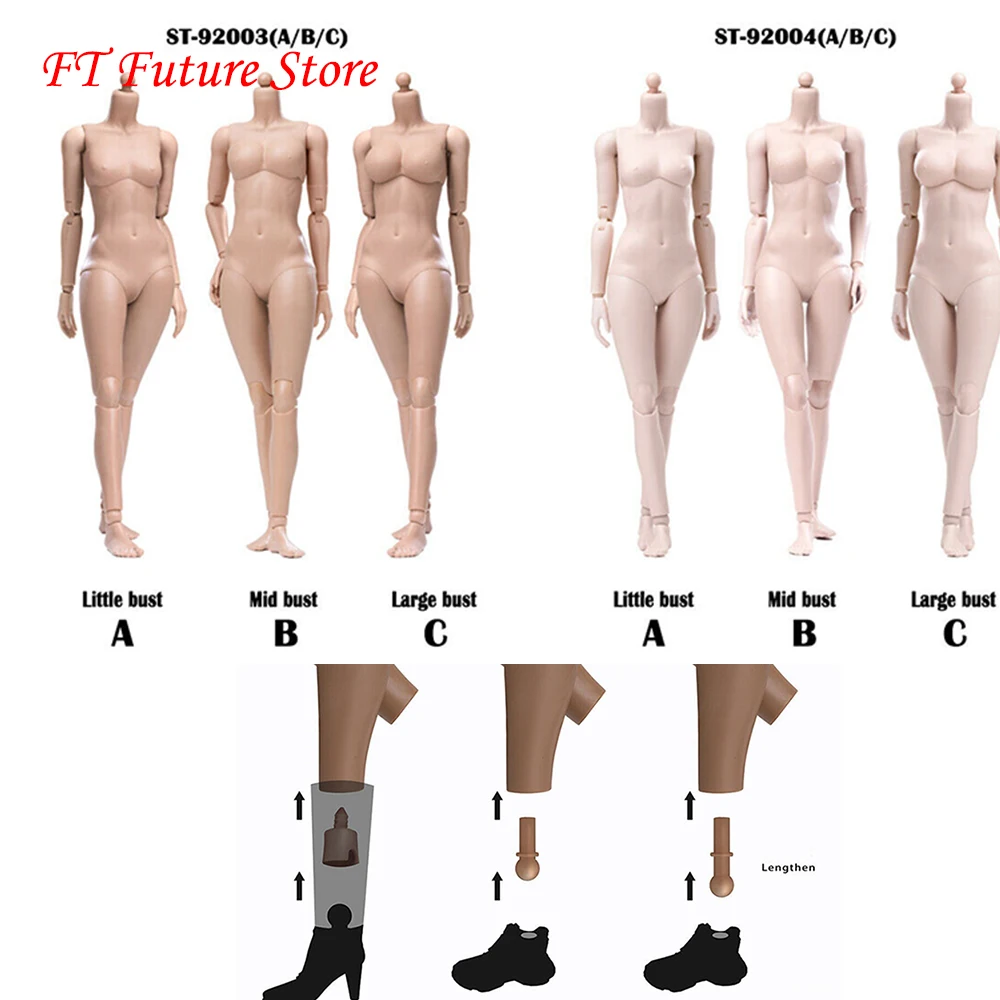 

In Stock Collectible POPTOYS Modified Version 92003/92004 Xing 1/6 Female Body 12'' Flexible Action Figure Doll Suntan/Pale Skin