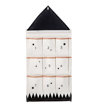 

9 Pockets Calendar Storage Bag Wall Hanging Alphanumeric Canvas Sack Bags INS Nordic Children Room Organizer Home Decor