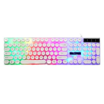 

Glowing Keyboard with Round Keycaps for PC/Laptop Retro Gaming Backlit Keyboard for Computer Gamers