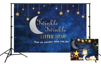 

Blue Starry Sky Twinkle Little Star Backdrop Moon Gold Stars Newborn Baby Shower Birthday Party decor Photo background SM-311