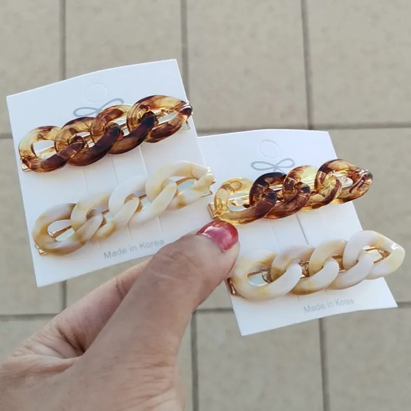 

Korean ins net red hairpin simple retro chain imitation pearl temperament hair clip clip card adult headdress female