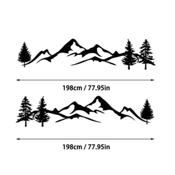 

2pcs 198 * 40 CM Tree Mountain Forest Decal Car Sticker Decor Vinyl For RV Trailer Black Red/White /Yellow/Blue