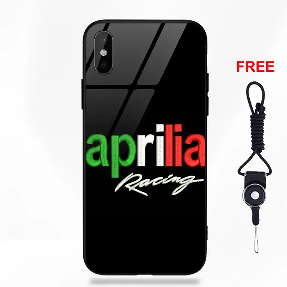 Для Apple iPhone 5 5C 5S SE 6 6S 7 8 Plus X XS Max XR Силиконовый ТПУ оправа закаленное стекло Капа Aprilia гоночный логотип - Цвет: as picture