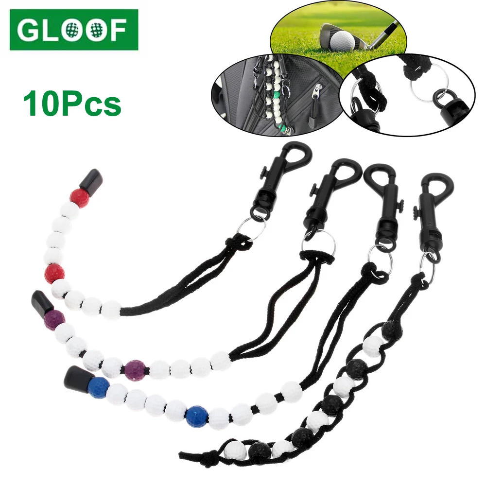 

10Pcs/Lot Golf Training Aid With Clip Nylon Golf Score Beads Putt Remember Portable Counter Chain Professional
