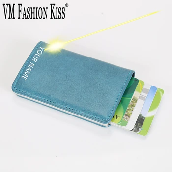 

VM FASHION KISS Customize Aluminum Box Wallet RFID Against Brush Security Credit Card & Id Holders Case Holder Engraving Purse