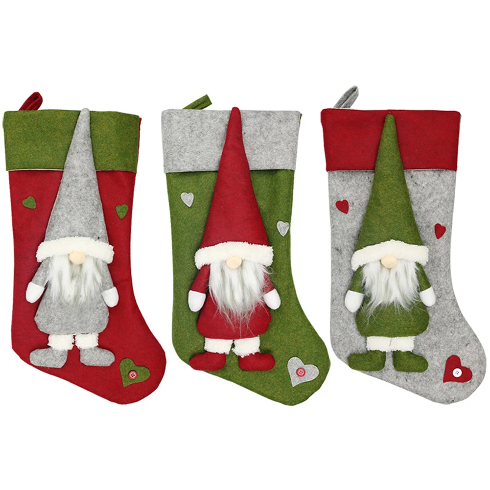 

3D Christmas Stockings Candy Bag Santa Claus Snowman Sock Gift Holders Christmas Tree Ornament Christmas Decoration For Home
