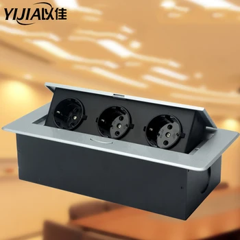 

Pop Up Floor Socket 16A EU Standard Power Outlet aluminium alloy socket Charging Port 5V 1A French socket computer socket