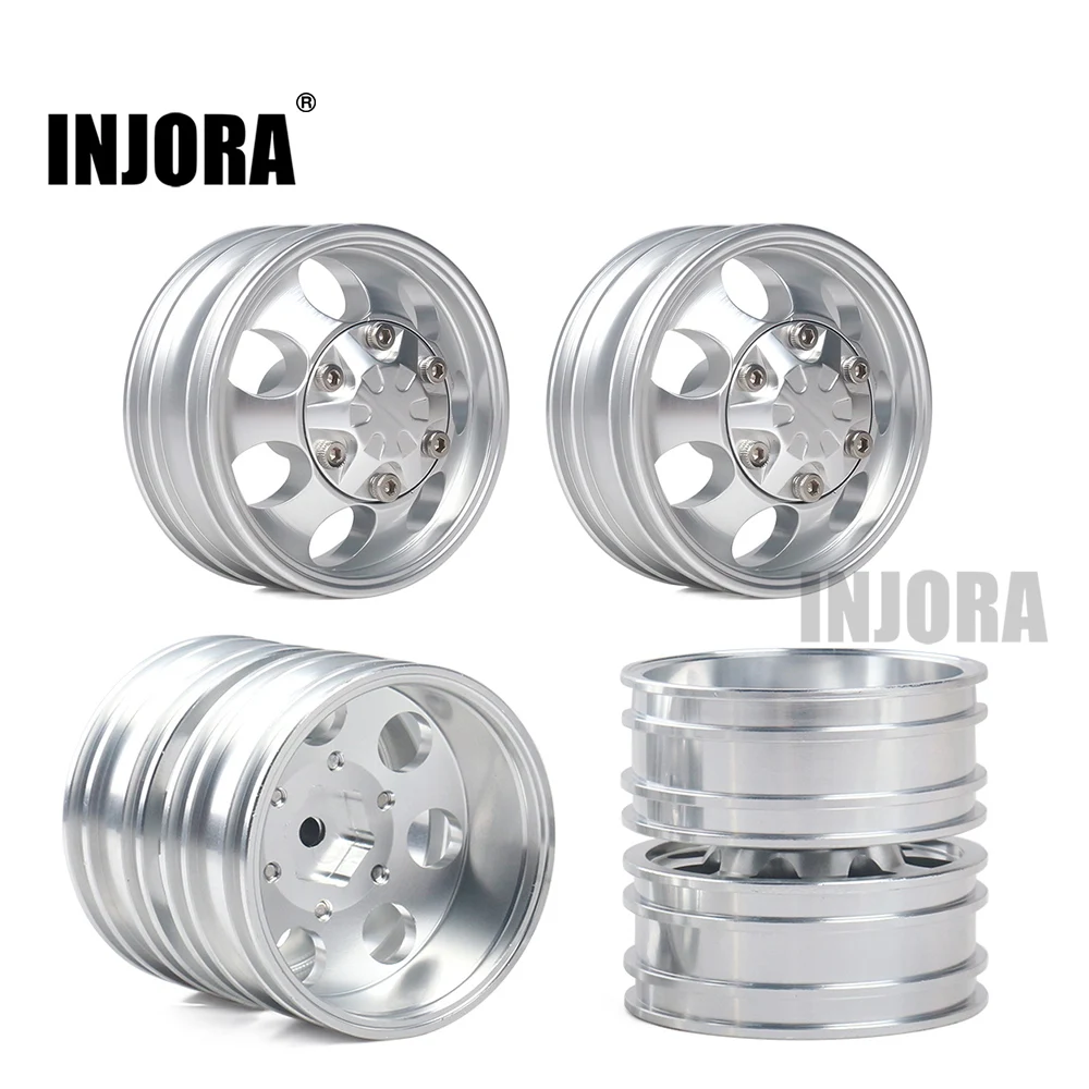 

INJORA 2Pcs CNC Metal Front Rear Wheel Rim Hub for 1:14 RC Car Tamiya Tractor Truck