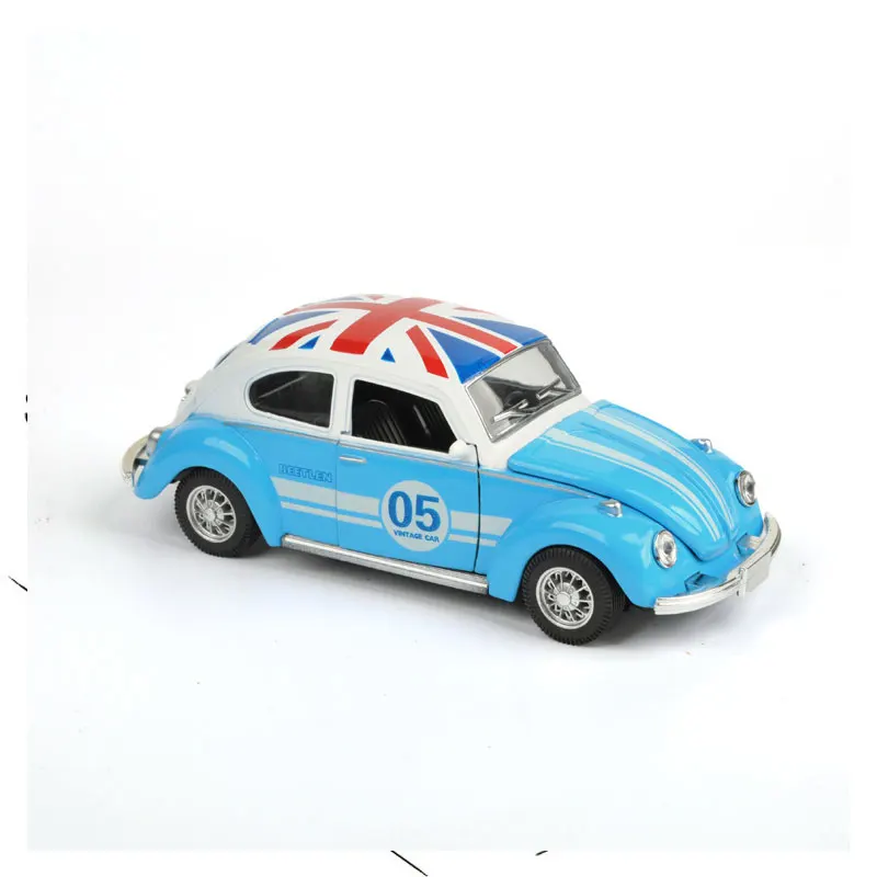 1:28 large alloy beetle car toy personality graffiti retro pattern car collection model home artjewelry pull back car for child