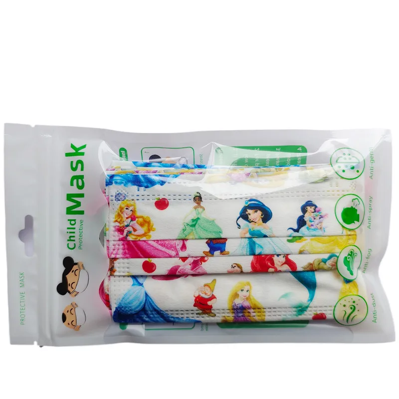 New Kids Disposable Face Mask Protective Child Mask Disney Princess Cartoon Mouth Mask Anime Cute Mascarillas Girls Fast Ship 2